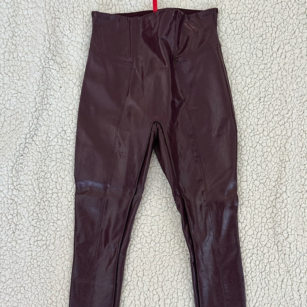 Spanx Faux Leather Leggings – Burgundy – Size S
